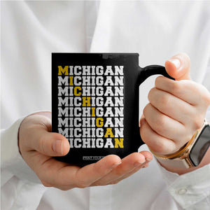 Michigan Fan Coffee Mug Yellow Bold Athletic Sport State Letters Game Day TS11 Print Your Wear