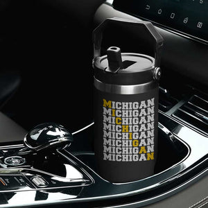 Michigan Fan Flip Straw Tumbler Yellow Bold Athletic Sport State Letters Game Day TS11 Print Your Wear