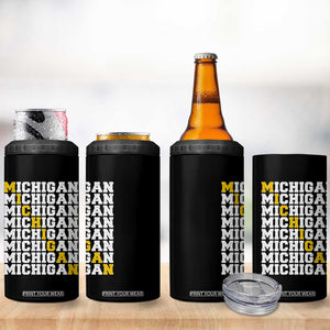 Michigan Fan 4 in 1 Can Cooler Tumbler Yellow Bold Athletic Sport State Letters Game Day TS11 Print Your Wear