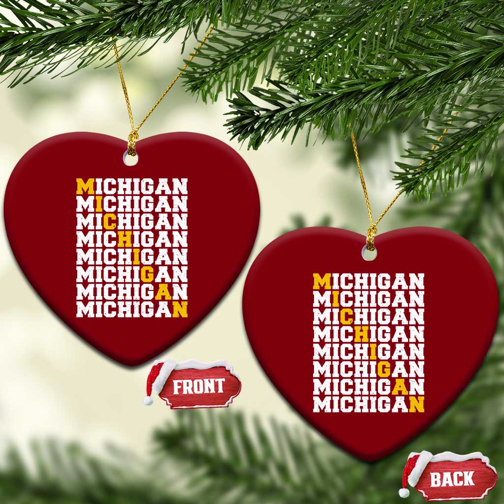 Michigan Fan Ceramic Ornament Yellow Bold Athletic Sport State Letters Game Day TS11 Print Your Wear