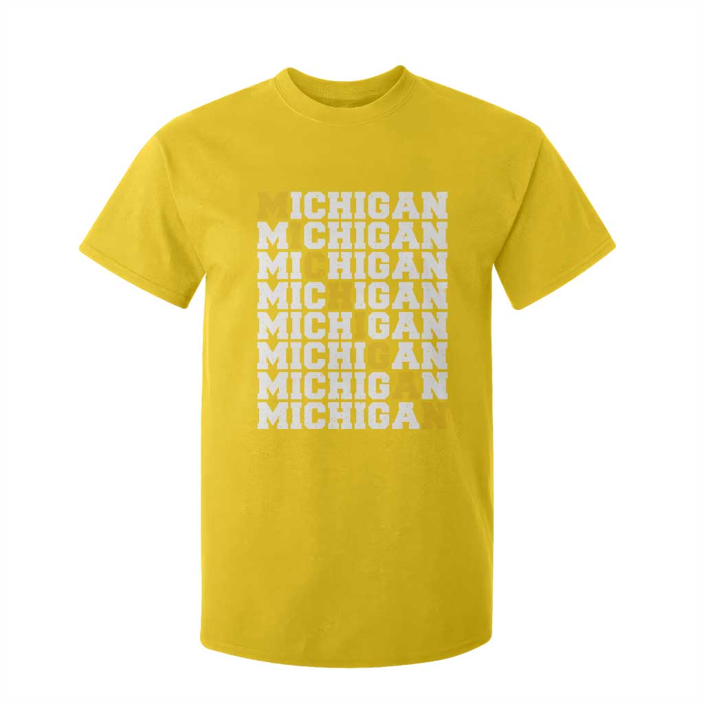 Michigan Fan T Shirt For Kid Yellow Bold Athletic Sport State Letters Game Day TS11 Daisy Print Your Wear