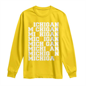 Michigan Fan Long Sleeve Shirt Yellow Bold Athletic Sport State Letters Game Day TS11 Daisy Print Your Wear