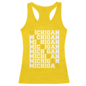 Michigan Fan Racerback Tank Top Yellow Bold Athletic Sport State Letters Game Day TS11 Daisy Print Your Wear