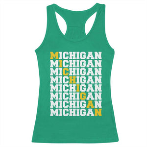 Michigan Fan Racerback Tank Top Yellow Bold Athletic Sport State Letters Game Day TS11 Irish Green Print Your Wear