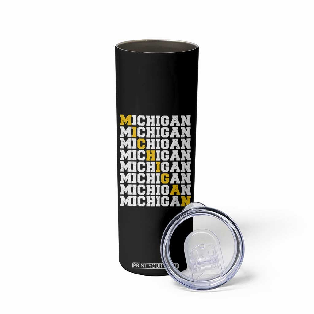 Michigan Fan Skinny Tumbler Yellow Bold Athletic Sport State Letters Game Day TS11 Print Your Wear