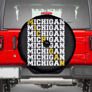 Michigan Fan Spare Tire Cover Yellow Bold Athletic Sport State Letters Game Day TS11 Black Print Your Wear