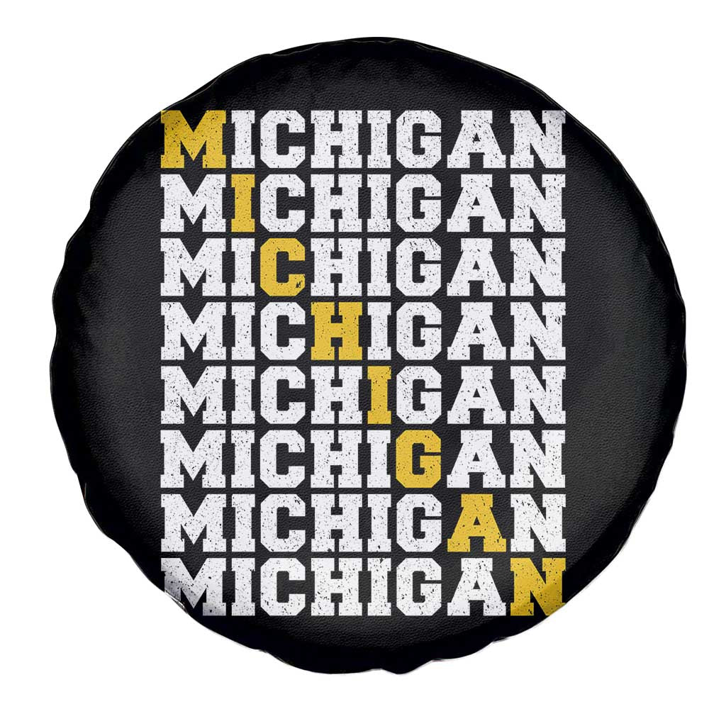 Michigan Fan Spare Tire Cover Yellow Bold Athletic Sport State Letters Game Day TS11 Print Your Wear
