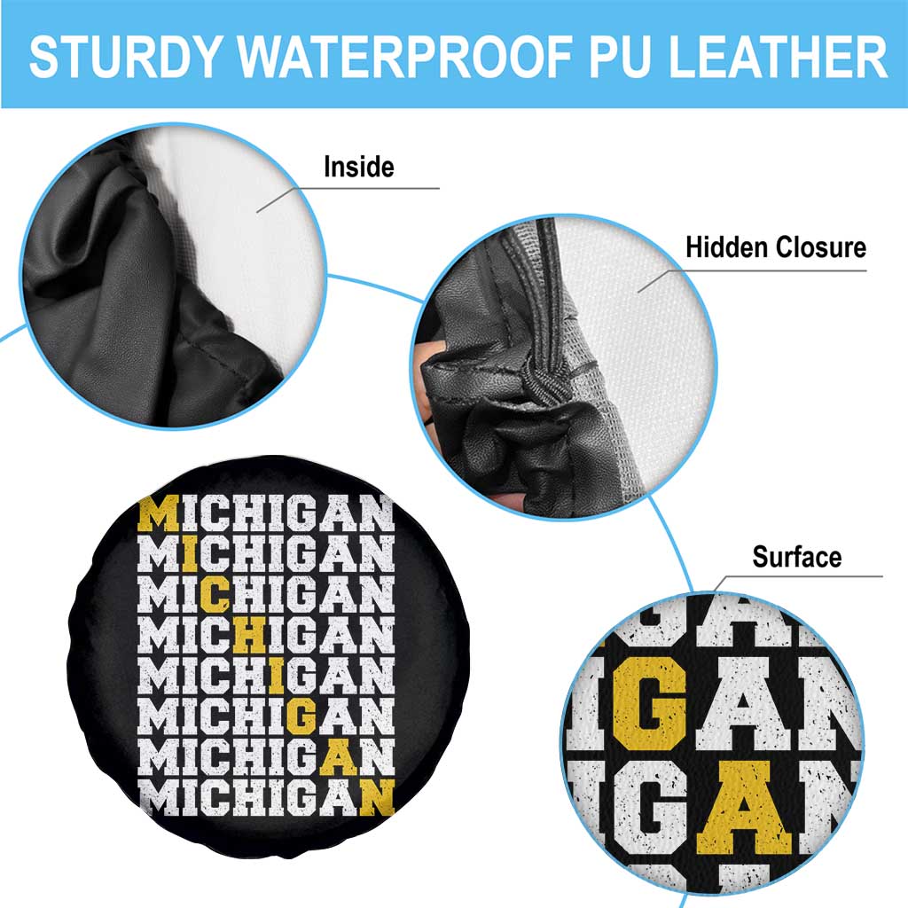 Michigan Fan Spare Tire Cover Yellow Bold Athletic Sport State Letters Game Day TS11 Print Your Wear