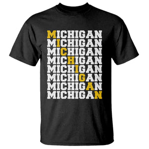 Michigan Fan T Shirt Yellow Bold Athletic Sport State Letters Game Day TS11 Black Print Your Wear