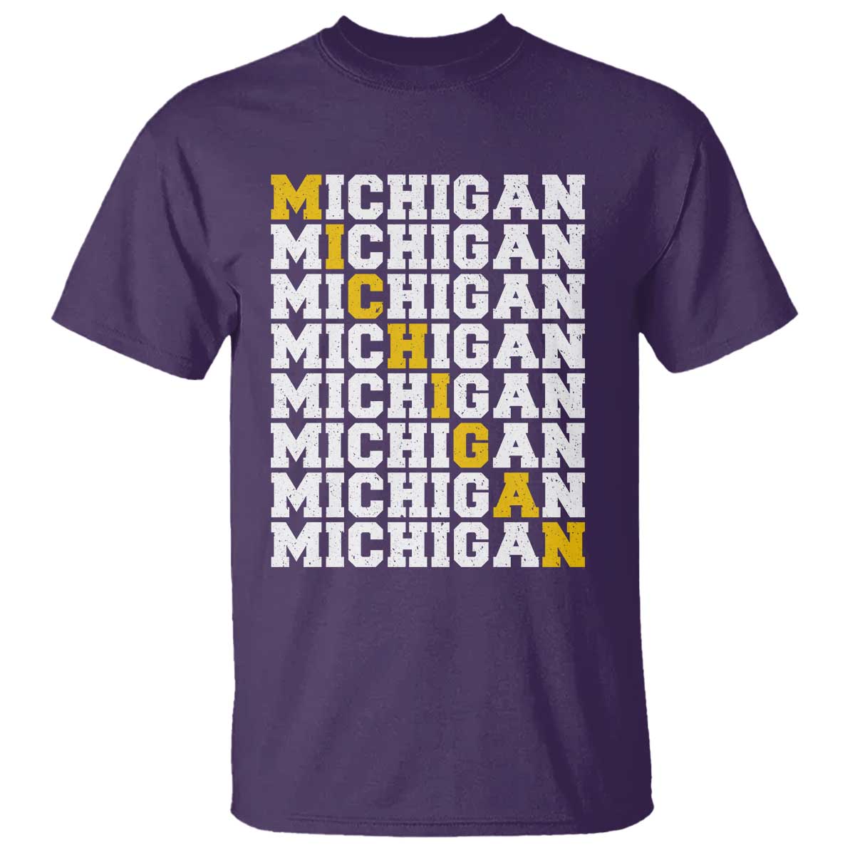 Michigan Fan T Shirt Yellow Bold Athletic Sport State Letters Game Day TS11 Purple Print Your Wear