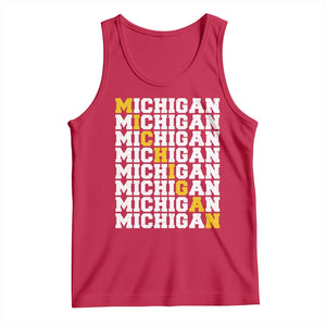 Michigan Fan Tank Top Yellow Bold Athletic Sport State Letters Game Day TS11 Red Print Your Wear
