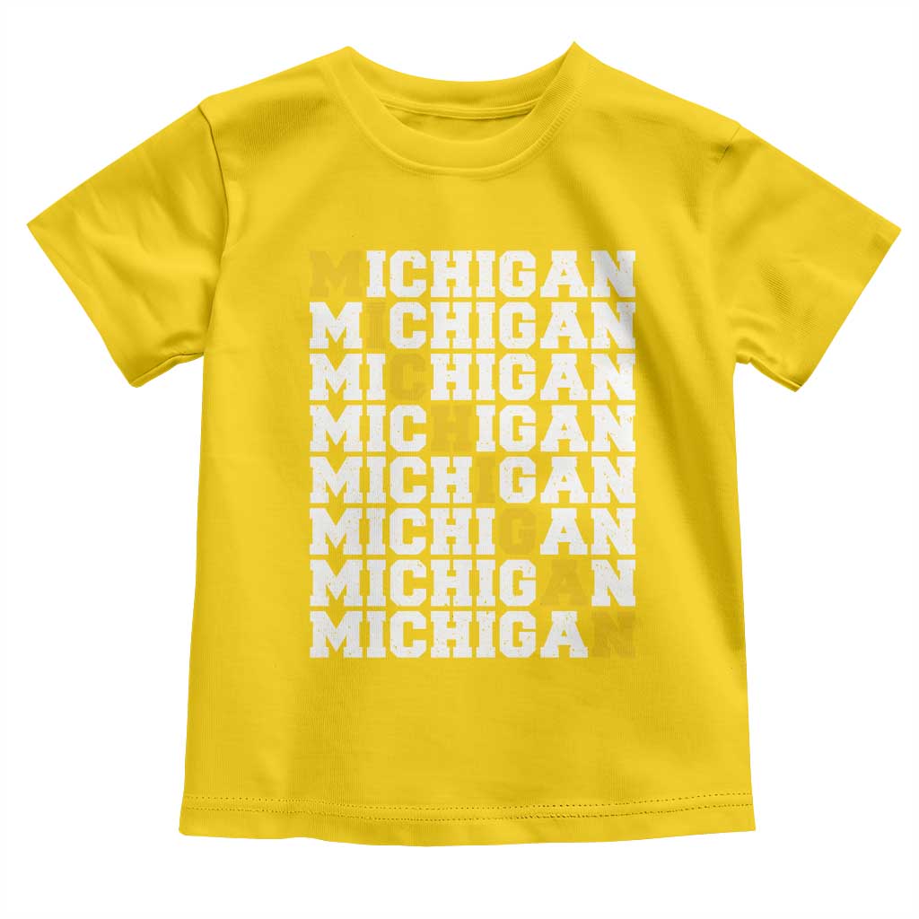 Michigan Fan Toddler T Shirt Yellow Bold Athletic Sport State Letters Game Day TS11 Daisy Print Your Wear