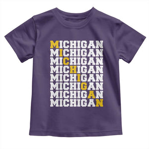 Michigan Fan Toddler T Shirt Yellow Bold Athletic Sport State Letters Game Day TS11 Purple Print Your Wear