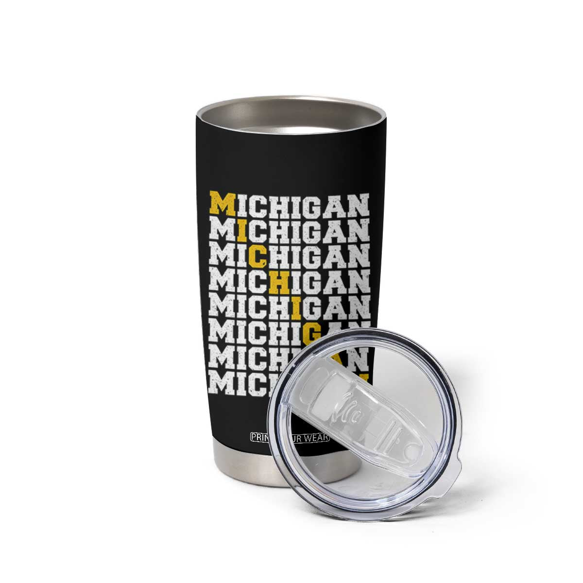 Michigan Fan Tumbler Cup Yellow Bold Athletic Sport State Letters Game Day TS11 Print Your Wear