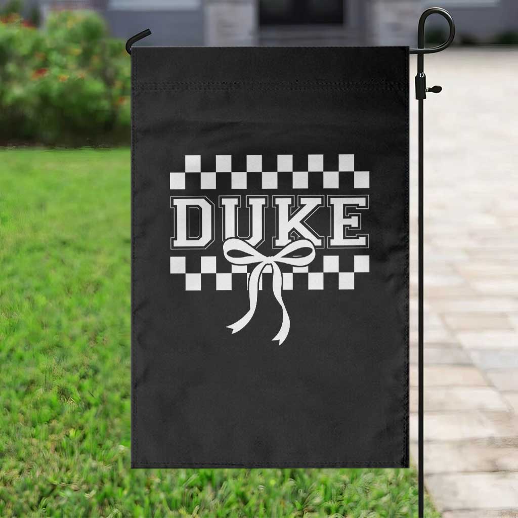 Duke Bold Letters Name Coquette Bow Checkered for Sports Fans Garden Flag TS11 Print Your Wear