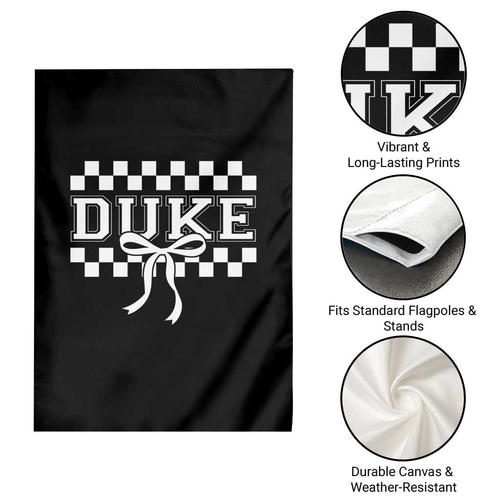 Duke Bold Letters Name Coquette Bow Checkered for Sports Fans Garden Flag TS11 Print Your Wear