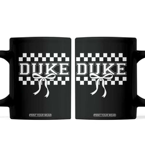 Duke Bold Letters Name Coquette Bow Checkered for Sports Fans Coffee Mug TS11 Black Print Your Wear