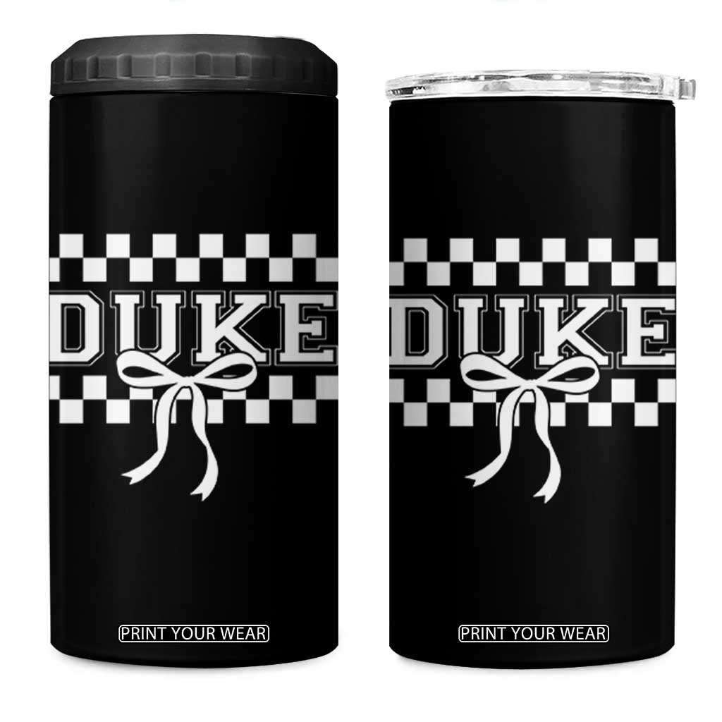 Duke Bold Letters Name Coquette Bow Checkered for Sports Fans 4 in 1 Can Cooler Tumbler TS11 One Size: 16 oz Black Print Your Wear