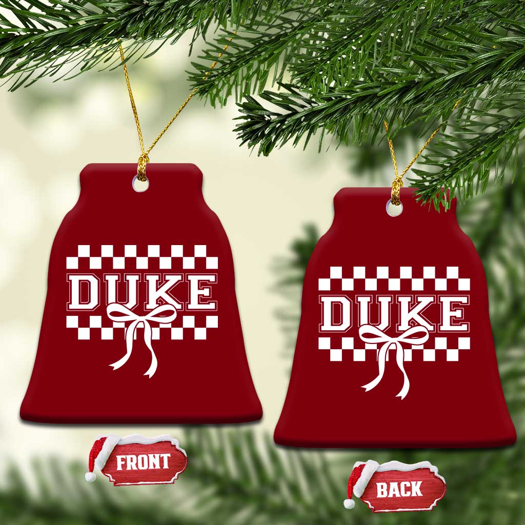 Duke Bold Letters Name Coquette Bow Checkered for Sports Fans Ceramic Ornament TS11 Print Your Wear