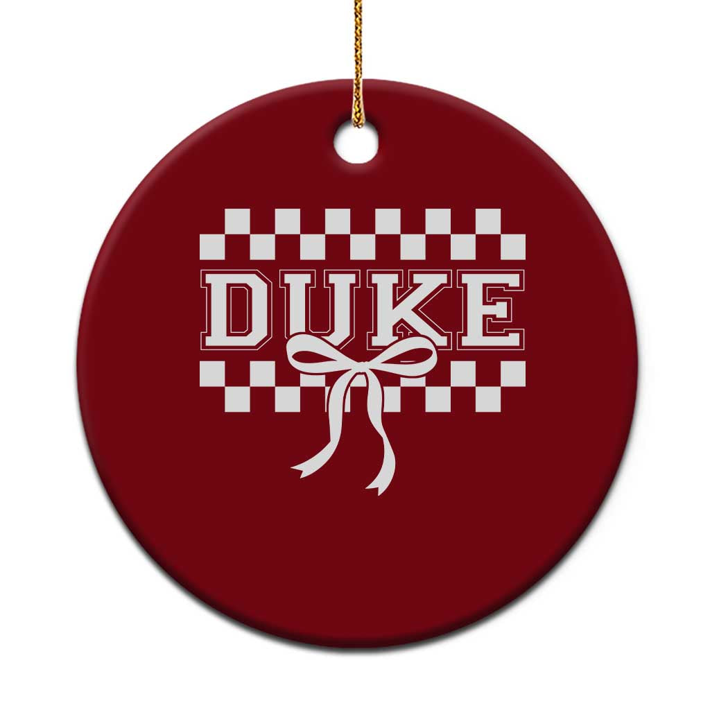 Duke Bold Letters Name Coquette Bow Checkered for Sports Fans Ceramic Ornament TS11 1pc Red Print Your Wear