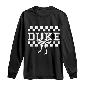 Duke Bold Letters Name Coquette Bow Checkered for Sports Fans Long Sleeve Shirt TS11 Black Print Your Wear