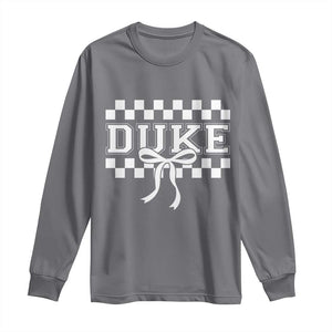Duke Bold Letters Name Coquette Bow Checkered for Sports Fans Long Sleeve Shirt TS11 Charcoal Print Your Wear