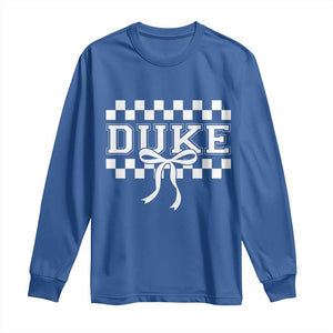 Duke Bold Letters Name Coquette Bow Checkered for Sports Fans Long Sleeve Shirt TS11 Royal Blue Print Your Wear