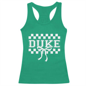 Duke Bold Letters Name Coquette Bow Checkered for Sports Fans Racerback Tank Top TS11 Irish Green Print Your Wear