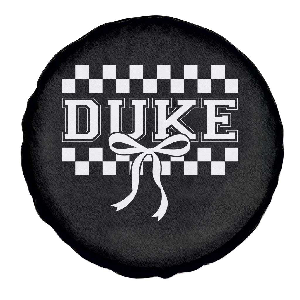 Duke Bold Letters Name Coquette Bow Checkered for Sports Fans Spare Tire Cover TS11 Print Your Wear