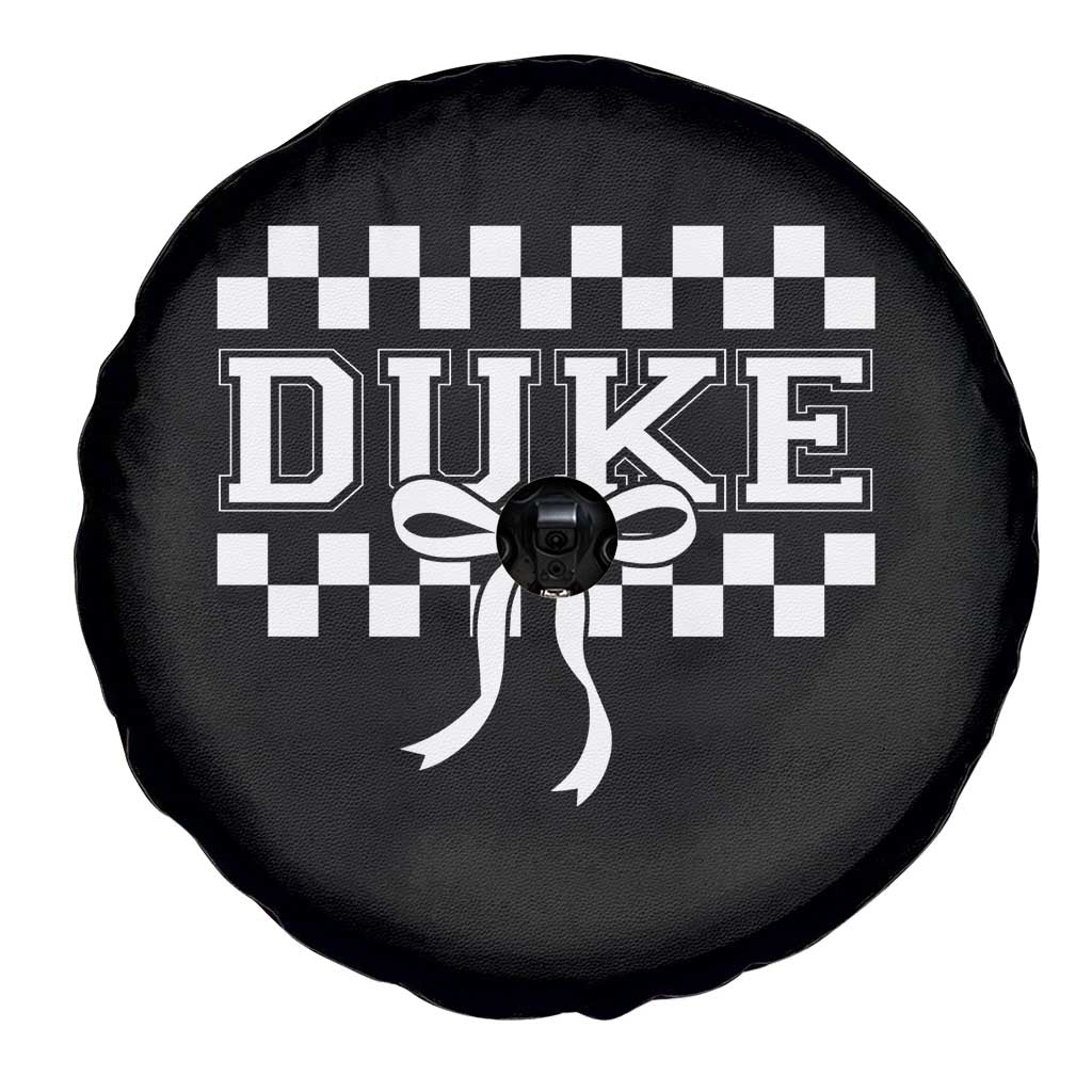 Duke Bold Letters Name Coquette Bow Checkered for Sports Fans Spare Tire Cover TS11 Print Your Wear
