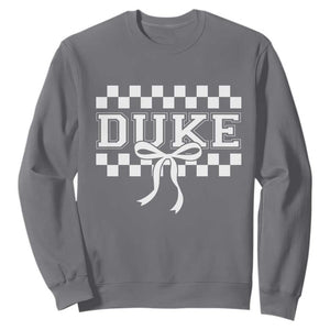 Duke Bold Letters Name Coquette Bow Checkered for Sports Fans Sweatshirt TS11 Charcoal Print Your Wear