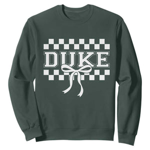 Duke Bold Letters Name Coquette Bow Checkered for Sports Fans Sweatshirt TS11 Dark Forest Green Print Your Wear