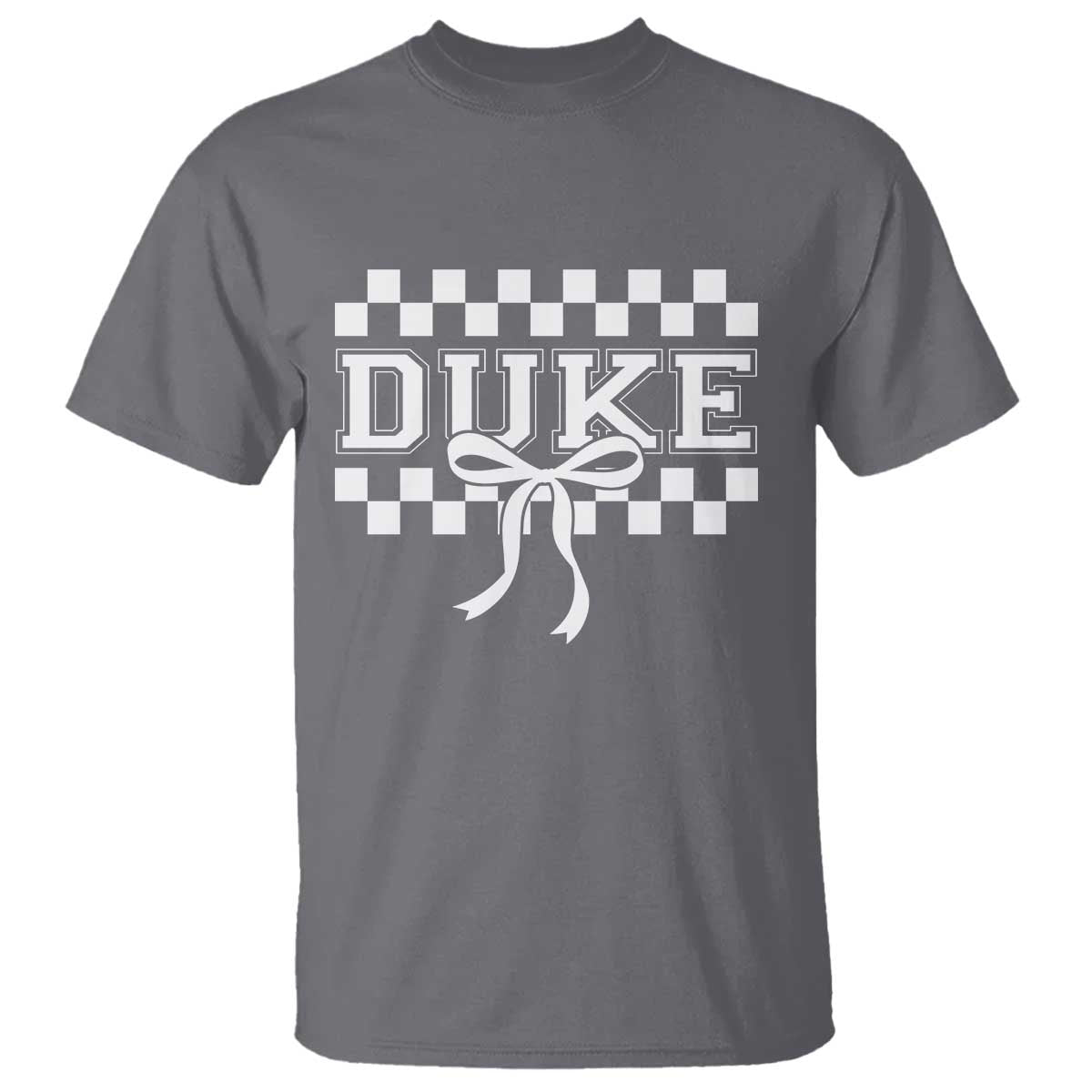 Duke Bold Letters Name Coquette Bow Checkered for Sports Fans T Shirt TS11 Charcoal Print Your Wear