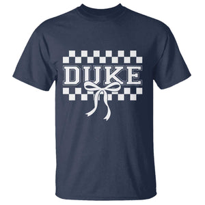 Duke Bold Letters Name Coquette Bow Checkered for Sports Fans T Shirt TS11 Navy Print Your Wear