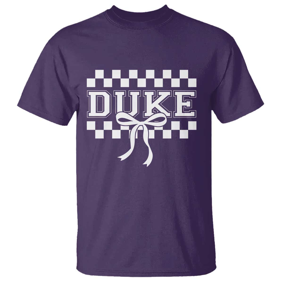 Duke Bold Letters Name Coquette Bow Checkered for Sports Fans T Shirt TS11 Purple Print Your Wear