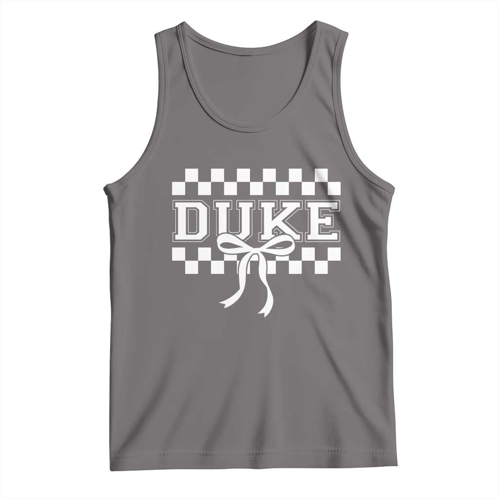 Duke Bold Letters Name Coquette Bow Checkered for Sports Fans Tank Top TS11 Deep Heather Print Your Wear