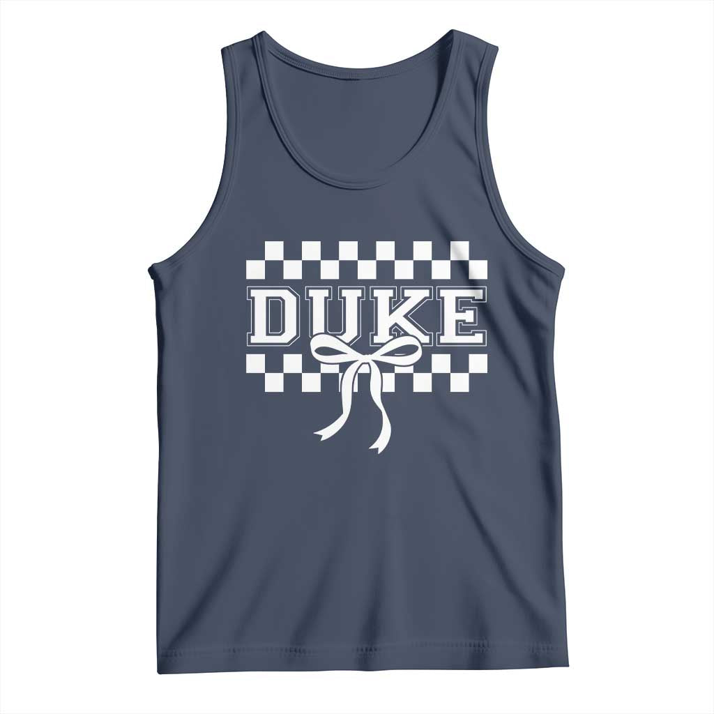 Duke Bold Letters Name Coquette Bow Checkered for Sports Fans Tank Top TS11 Navy Print Your Wear