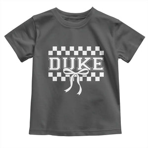 Duke Bold Letters Name Coquette Bow Checkered for Sports Fans Toddler T Shirt TS11 Dark Heather Print Your Wear