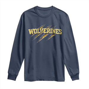 Wolverine Lover Sports Game Day Scratch Mark Long Sleeve Shirt TS11 Navy Print Your Wear