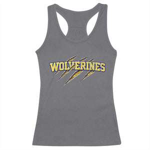 Wolverine Lover Sports Game Day Scratch Mark Racerback Tank Top TS11 Charcoal Print Your Wear