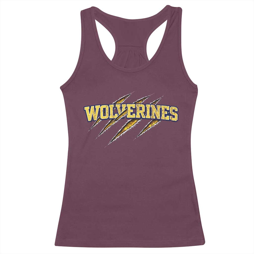 Wolverine Lover Sports Game Day Scratch Mark Racerback Tank Top TS11 Maroon Print Your Wear