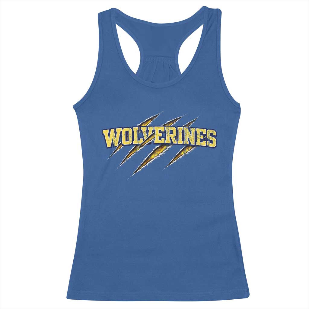 Wolverine Lover Sports Game Day Scratch Mark Racerback Tank Top TS11 Royal Blue Print Your Wear