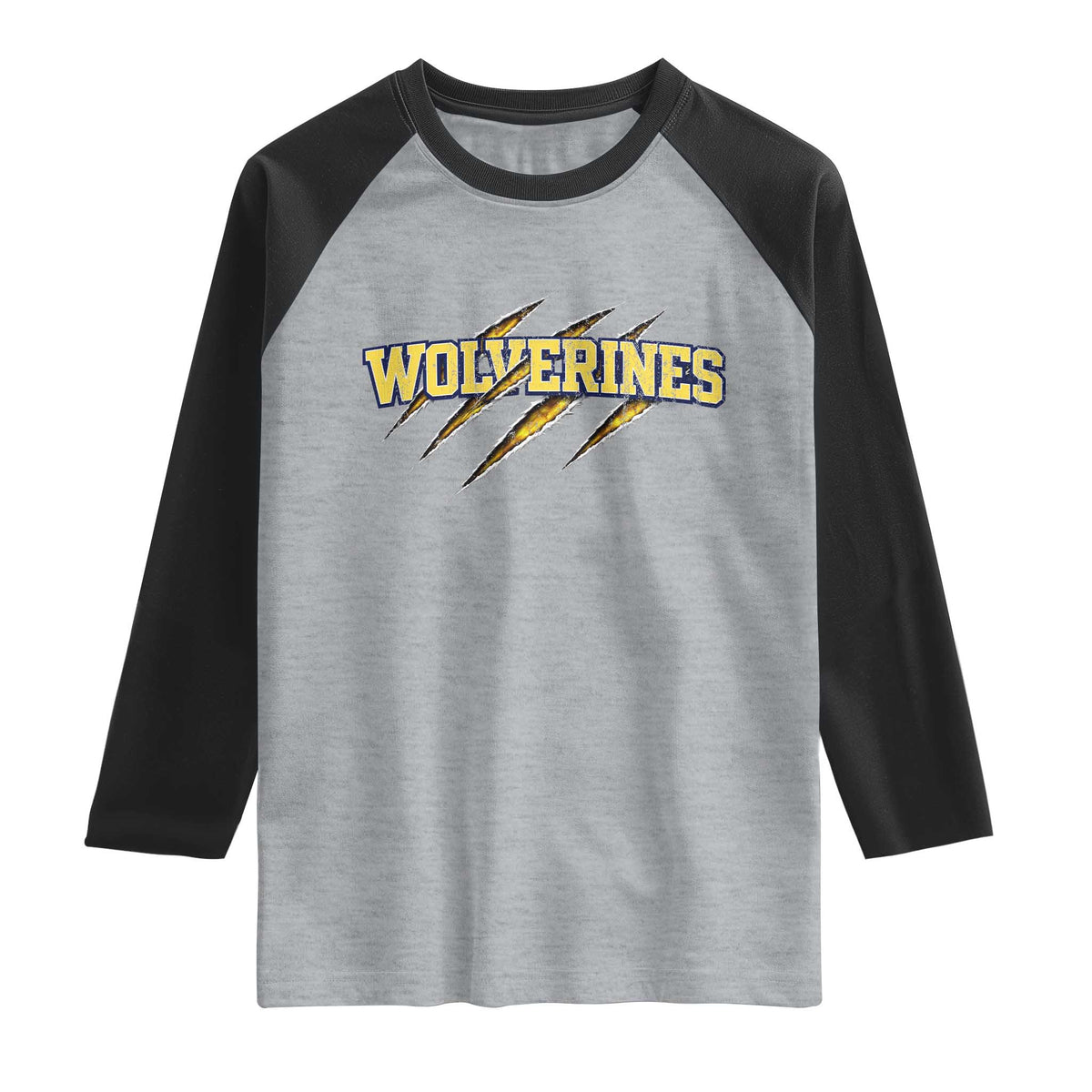 Wolverine Lover Sports Game Day Scratch Mark Raglan Shirt TS11 Heather Gray Black Print Your Wear