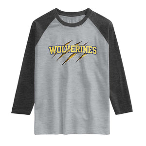 Wolverine Lover Sports Game Day Scratch Mark Raglan Shirt TS11 Heather Gray Heather Charcoal Print Your Wear