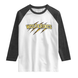 Wolverine Lover Sports Game Day Scratch Mark Raglan Shirt TS11 White Heather Charcoal Print Your Wear