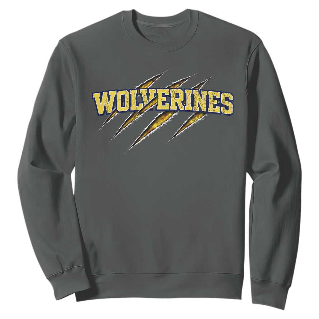 Wolverine Lover Sports Game Day Scratch Mark Sweatshirt TS11 Dark Heather Print Your Wear