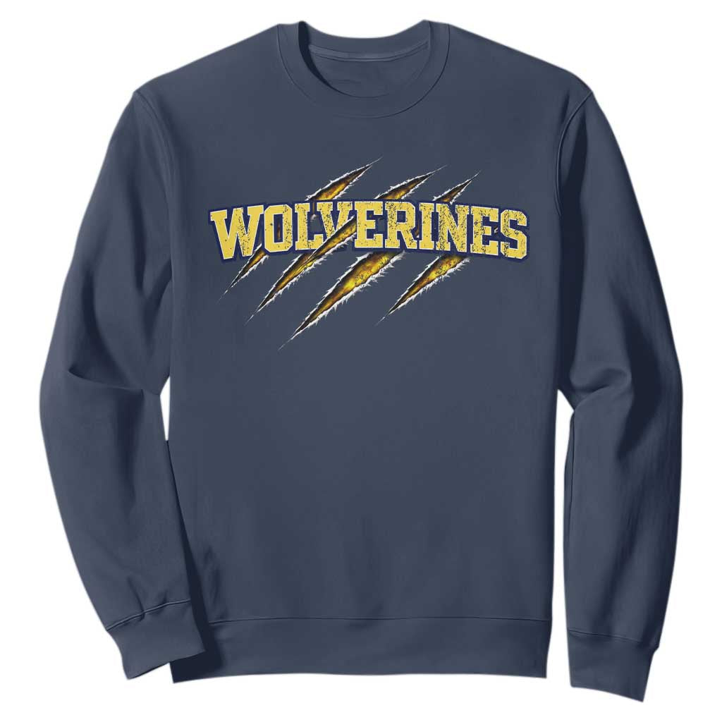 Wolverine Lover Sports Game Day Scratch Mark Sweatshirt TS11 Navy Print Your Wear