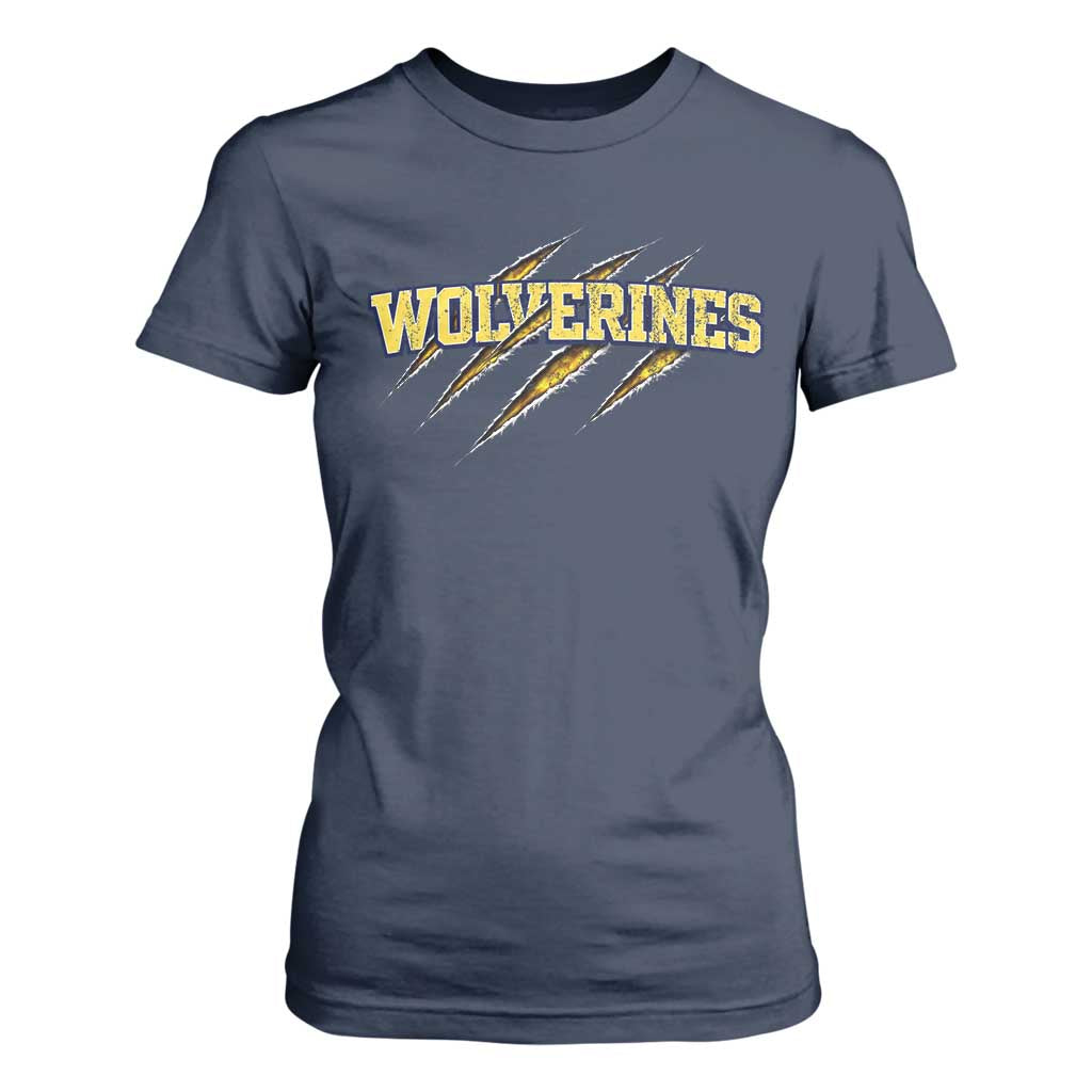 Wolverine Lover Sports Game Day Scratch Mark T Shirt For Women TS11 Navy Print Your Wear