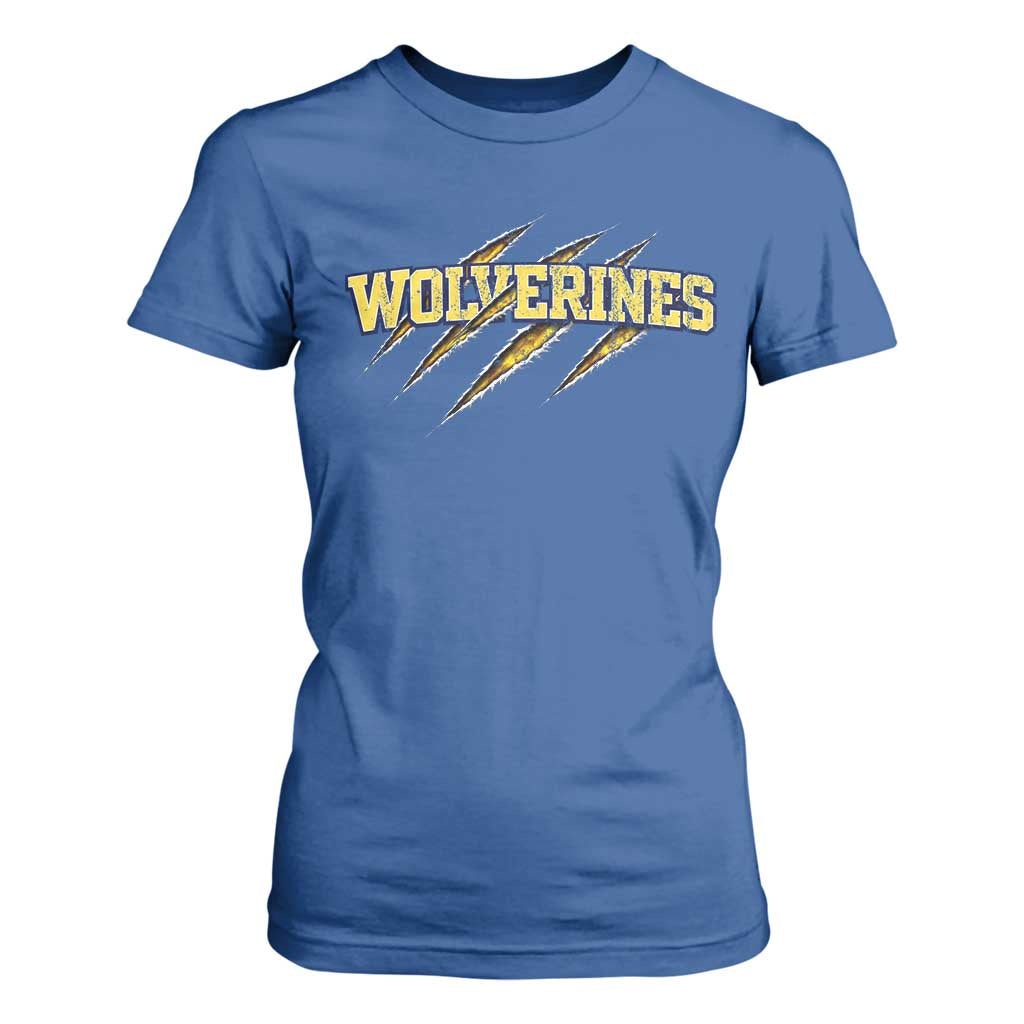 Wolverine Lover Sports Game Day Scratch Mark T Shirt For Women TS11 Royal Blue Print Your Wear