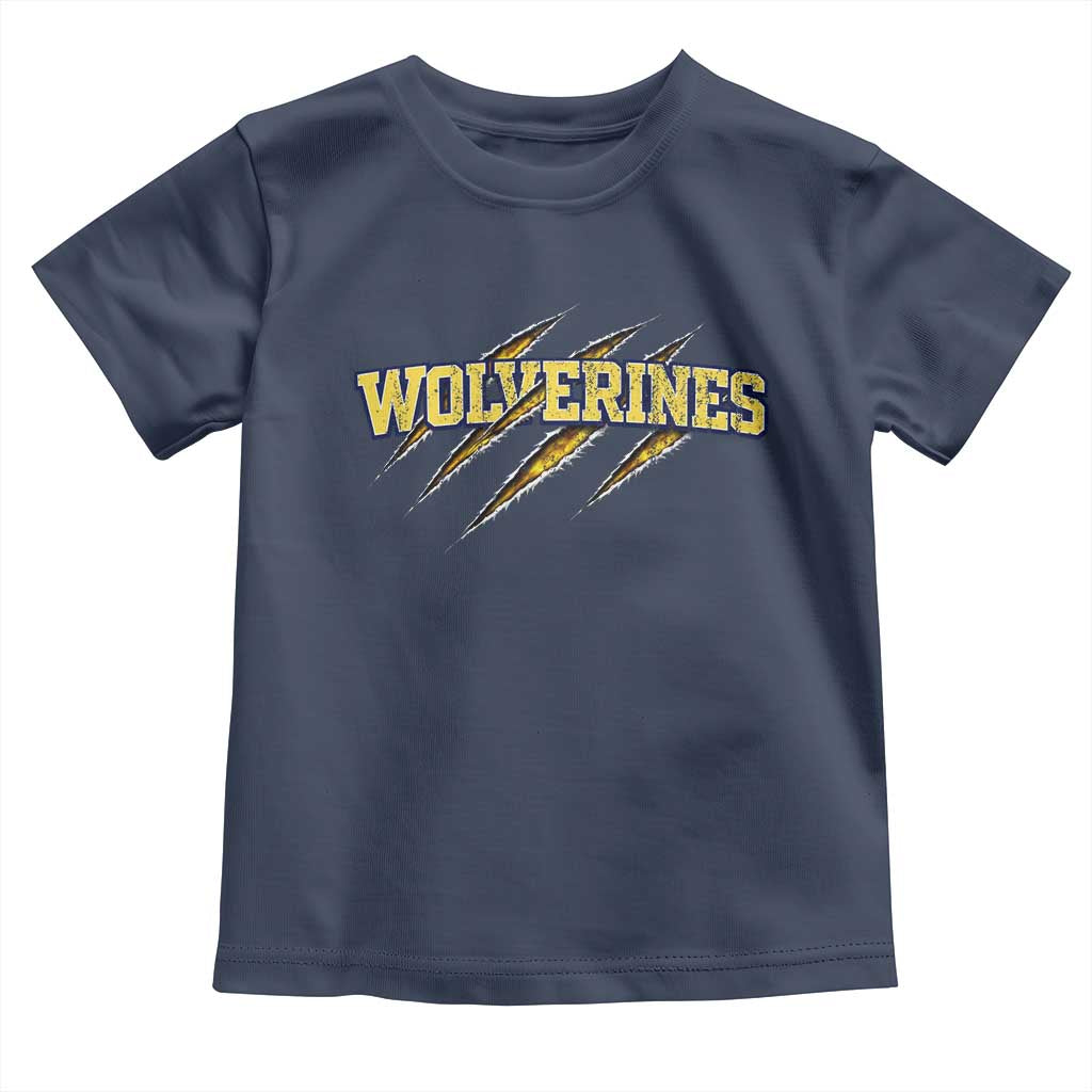 Wolverine Lover Sports Game Day Scratch Mark Toddler T Shirt TS11 Navy Print Your Wear